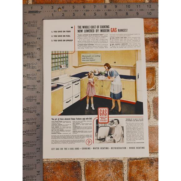 1940 Vintage American Gas Association Print Ad‎ Retro Kitchen Appliances Decor - Picture 4 of 10
